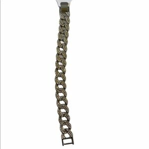 Inlaid Crystals Thick Cuban Chain Bracelet 7in